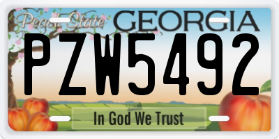 GA license plate PZW5492