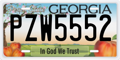 GA license plate PZW5552