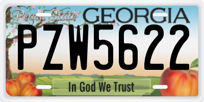 GA license plate PZW5622