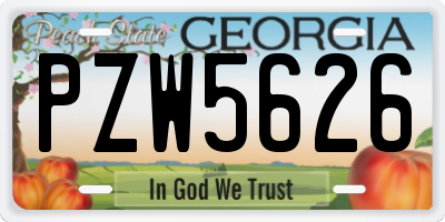 GA license plate PZW5626