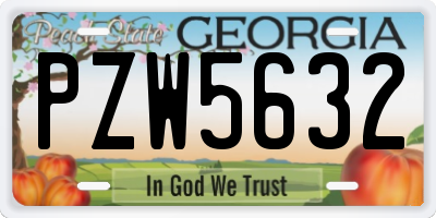 GA license plate PZW5632