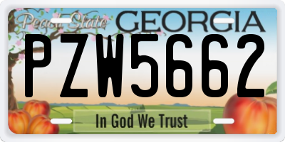 GA license plate PZW5662