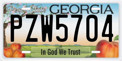 GA license plate PZW5704