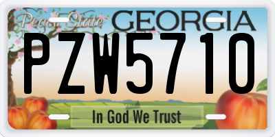 GA license plate PZW5710