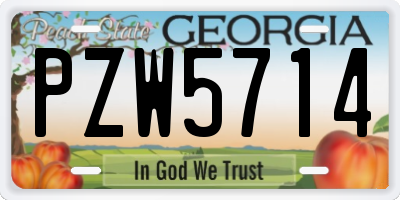 GA license plate PZW5714
