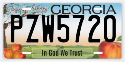 GA license plate PZW5720