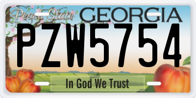 GA license plate PZW5754