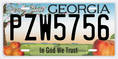 GA license plate PZW5756
