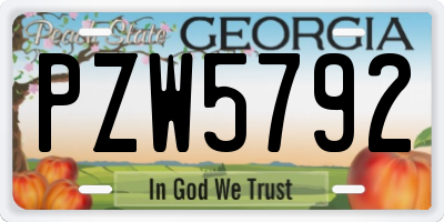 GA license plate PZW5792