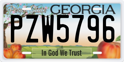 GA license plate PZW5796