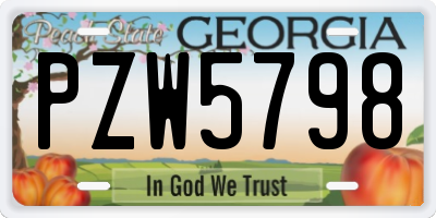 GA license plate PZW5798