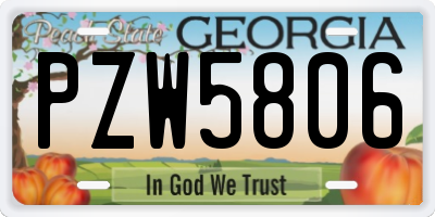 GA license plate PZW5806