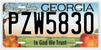 GA license plate PZW5830