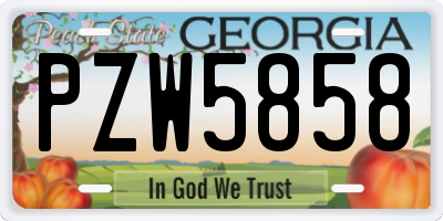 GA license plate PZW5858