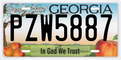 GA license plate PZW5887