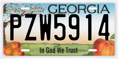 GA license plate PZW5914