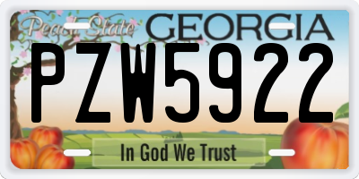 GA license plate PZW5922