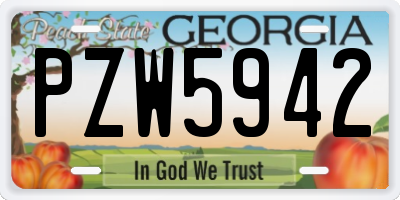 GA license plate PZW5942