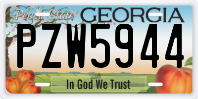 GA license plate PZW5944