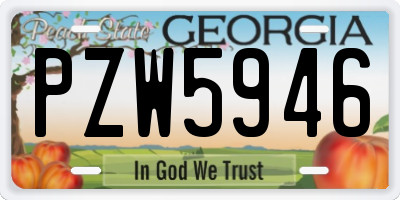 GA license plate PZW5946