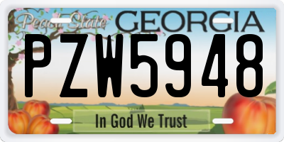 GA license plate PZW5948