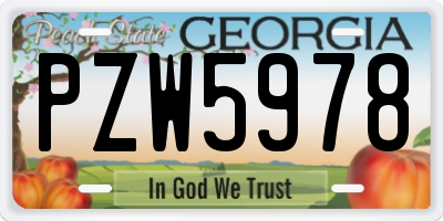 GA license plate PZW5978