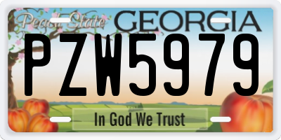 GA license plate PZW5979