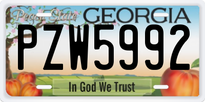 GA license plate PZW5992