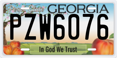GA license plate PZW6076