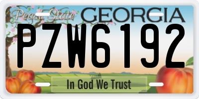 GA license plate PZW6192