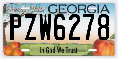 GA license plate PZW6278