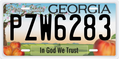 GA license plate PZW6283