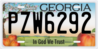 GA license plate PZW6292