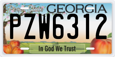 GA license plate PZW6312