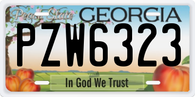GA license plate PZW6323