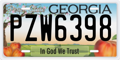 GA license plate PZW6398