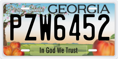 GA license plate PZW6452