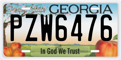 GA license plate PZW6476