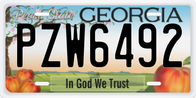 GA license plate PZW6492
