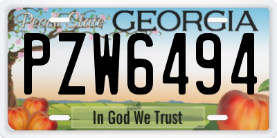 GA license plate PZW6494