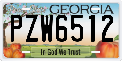 GA license plate PZW6512