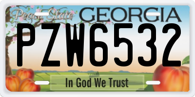 GA license plate PZW6532