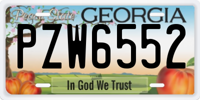 GA license plate PZW6552