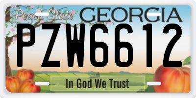 GA license plate PZW6612