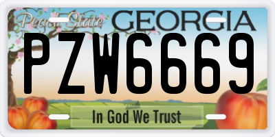 GA license plate PZW6669