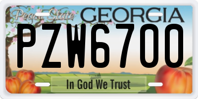 GA license plate PZW6700