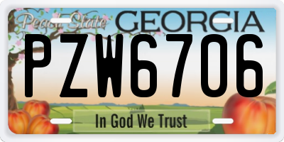 GA license plate PZW6706