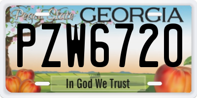 GA license plate PZW6720
