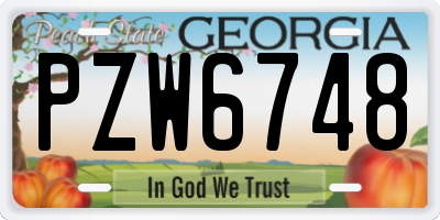 GA license plate PZW6748