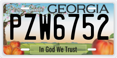 GA license plate PZW6752